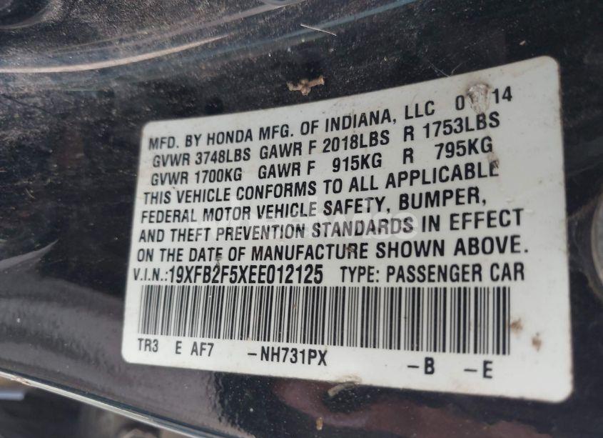 Photo 9 of 2014 Honda Civic LX (VIN 19XFB2F5XEE012125)