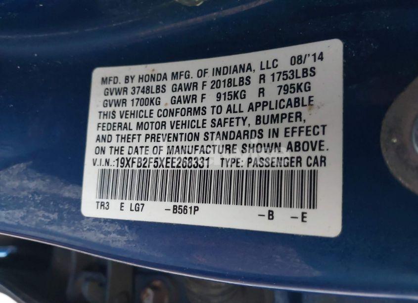 Photo 9 of 2014 Honda Civic LX (VIN 19XFB2F5XEE268331)