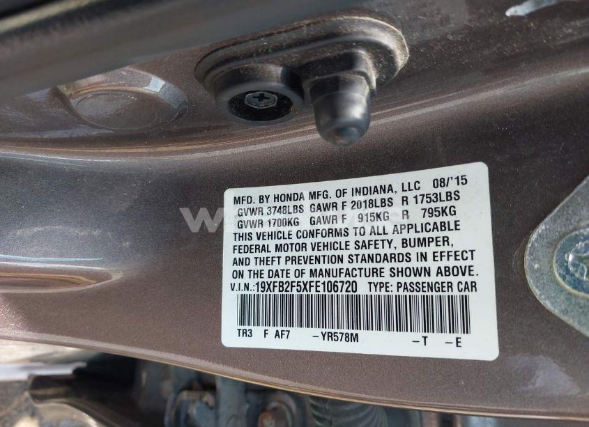 Photo 9 of 2015 Honda Civic LX (VIN 19XFB2F5XFE106720)