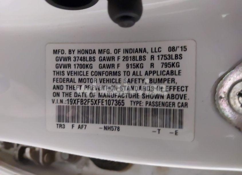 Photo 9 of 2015 Honda Civic LX (VIN 19XFB2F5XFE107365)