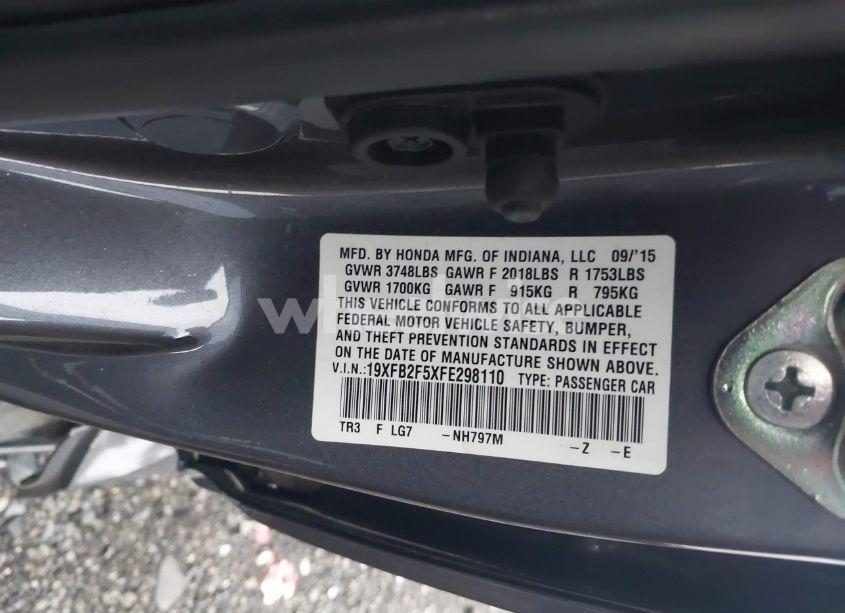 Photo 9 of 2015 Honda Civic LX (VIN 19XFB2F5XFE298110)