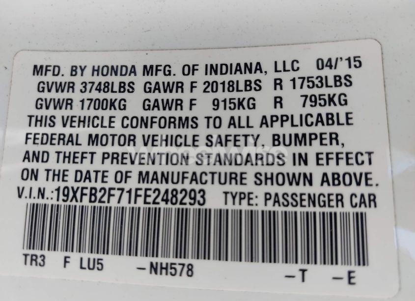 Photo 9 of 2015 Honda Civic SE (VIN 19XFB2F71FE248293)