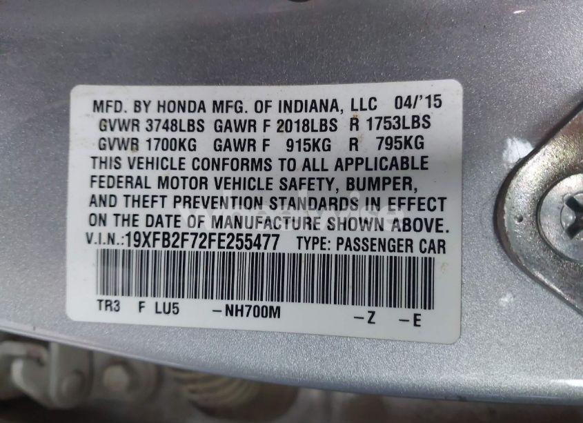 Photo 9 of 2015 Honda Civic SE (VIN 19XFB2F72FE255477)