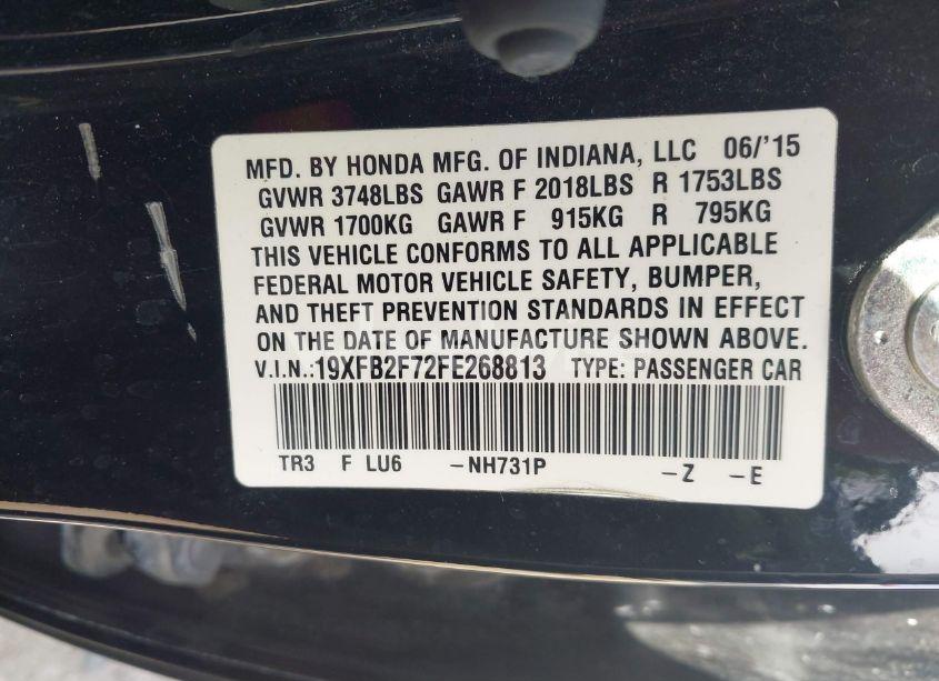 Photo 9 of 2015 Honda Civic SE (VIN 19XFB2F72FE268813)