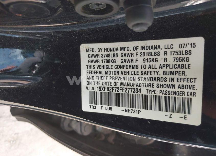 Photo 9 of 2015 Honda Civic SE (VIN 19XFB2F72FE277334)