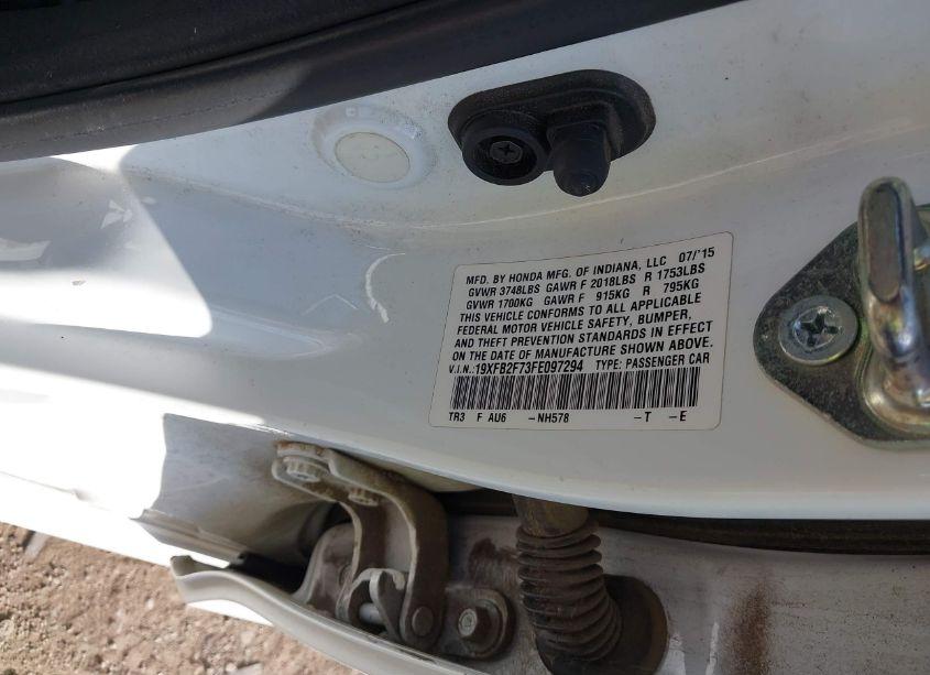 Photo 9 of 2015 Honda Civic SE (VIN 19XFB2F73FE097294)
