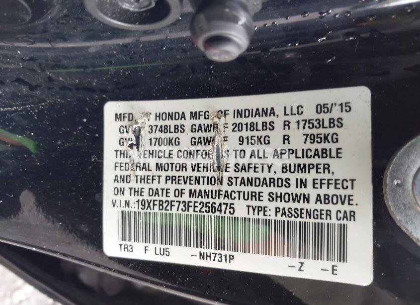 Photo 9 of 2015 Honda Civic SE (VIN 19XFB2F73FE256475)