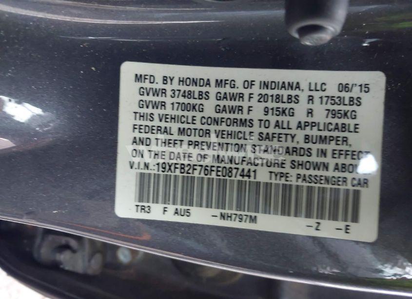 Photo 9 of 2015 Honda Civic SE (VIN 19XFB2F76FE087441)