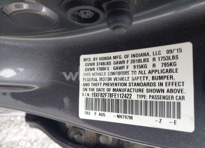 Photo 9 of 2015 Honda Civic SE (VIN 19XFB2F78FE112422)