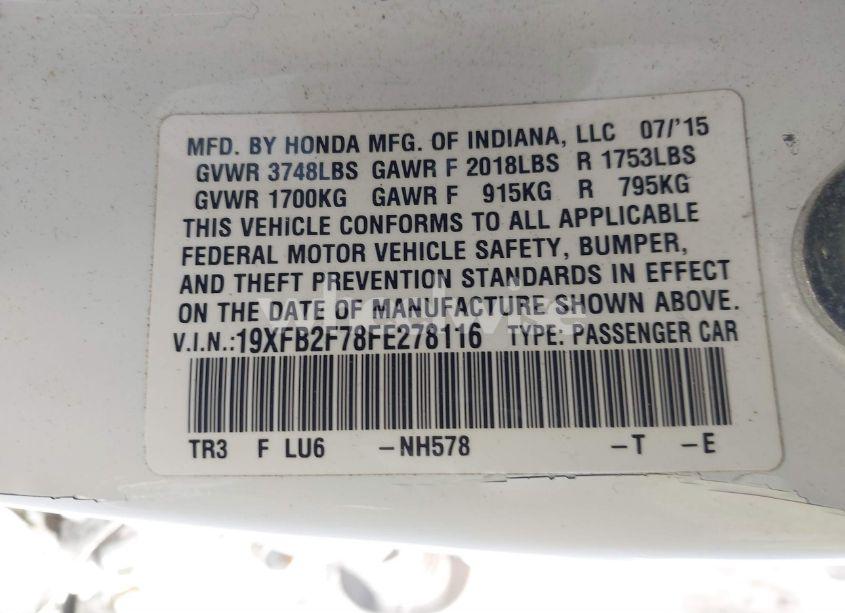 Photo 9 of 2015 Honda Civic SEDAN (VIN 19XFB2F78FE278116)