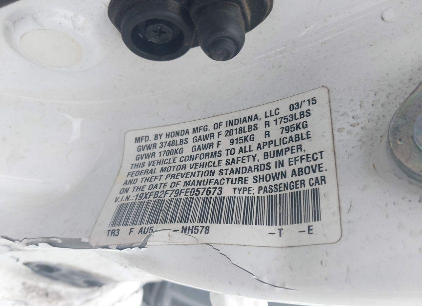 Photo 9 of 2015 Honda Civic SE (VIN 19XFB2F79FE057673)