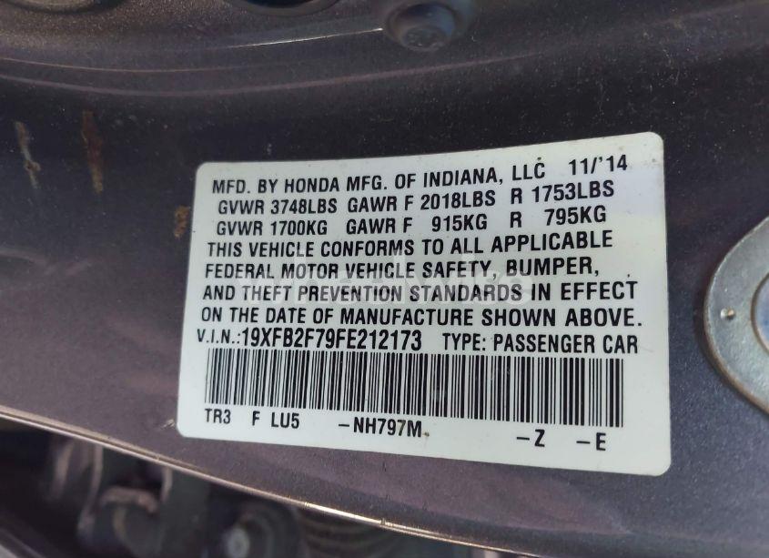 Photo 9 of 2015 Honda Civic SE (VIN 19XFB2F79FE212173)