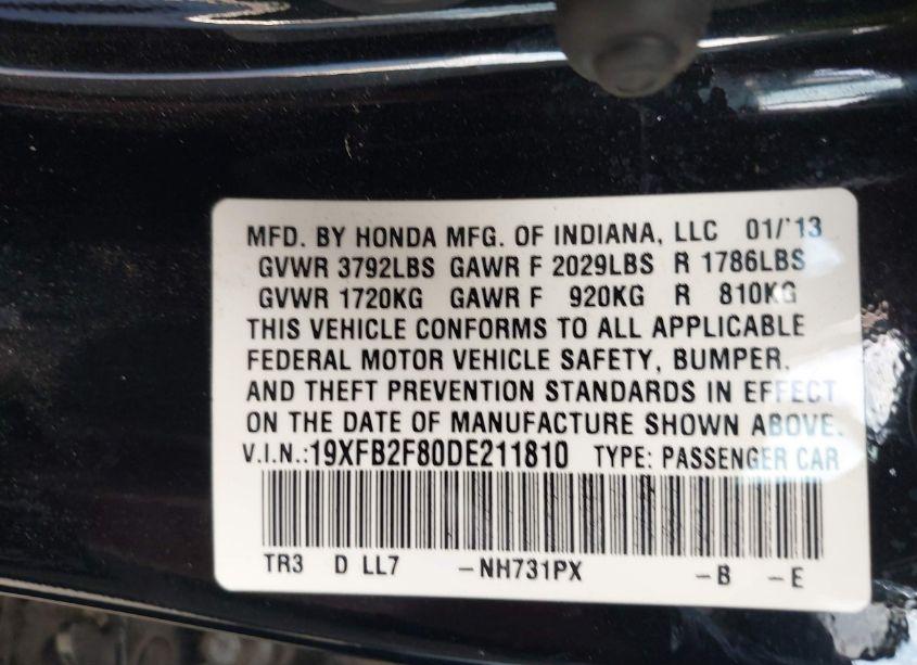 Photo 9 of 2013 Honda Civic EX (VIN 19XFB2F80DE211810)