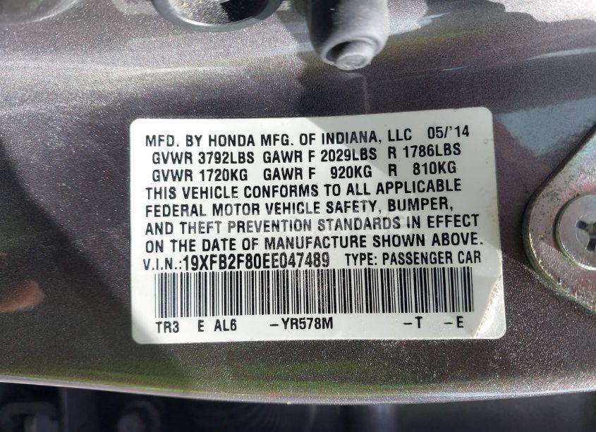 Photo 9 of 2014 Honda Civic EX (VIN 19XFB2F80EE047489)