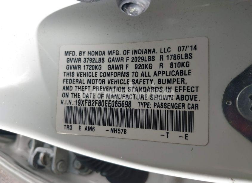 Photo 9 of 2014 Honda Civic EX (VIN 19XFB2F80EE065698)