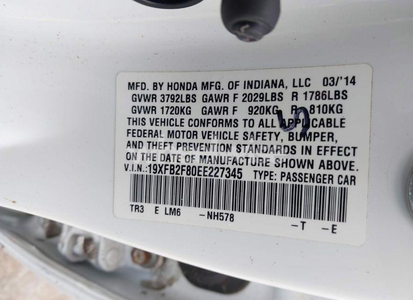 Photo 9 of 2014 Honda Civic EX (VIN 19XFB2F80EE227345)