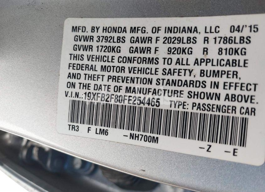 Photo 9 of 2015 Honda Civic EX (VIN 19XFB2F80FE254465)