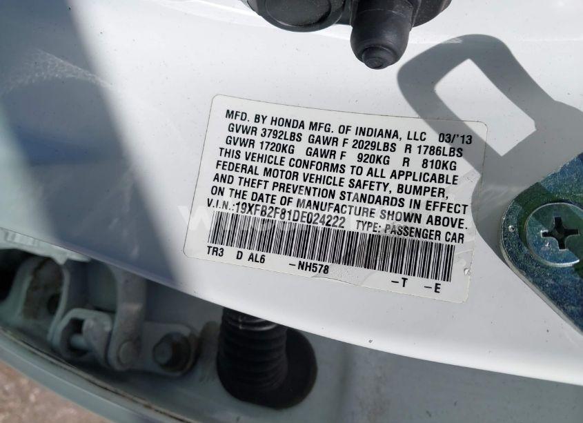 Photo 9 of 2013 Honda Civic EX (VIN 19XFB2F81DE024222)