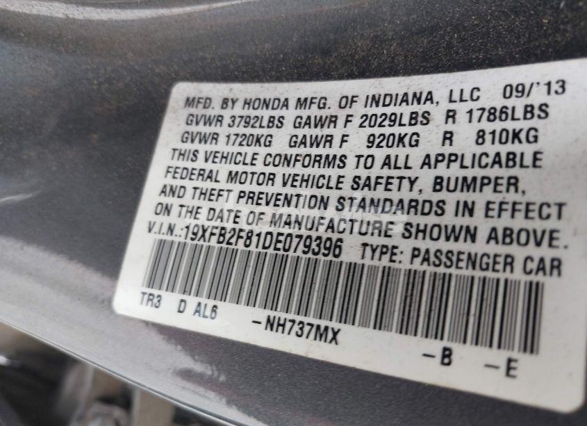 Photo 9 of 2013 Honda Civic EX (VIN 19XFB2F81DE079396)