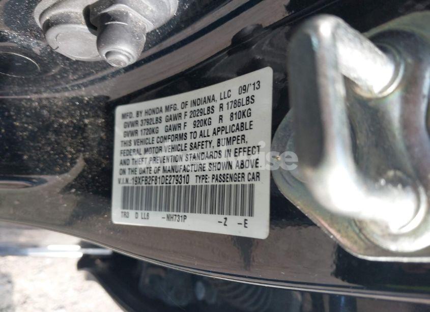 Photo 9 of 2013 Honda Civic EX (VIN 19XFB2F81DE279310)