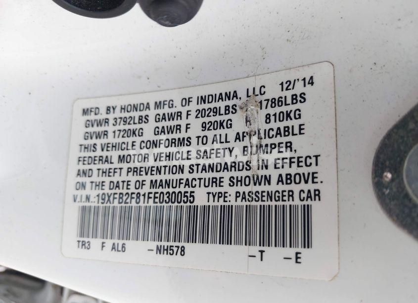 Photo 9 of 2015 Honda Civic EX (VIN 19XFB2F81FE030055)