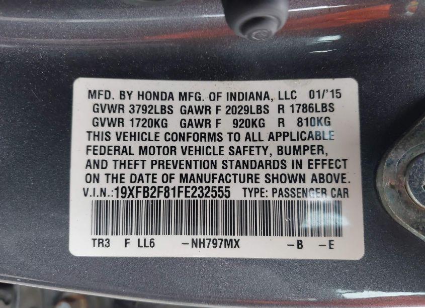 Photo 9 of 2015 Honda Civic EX (VIN 19XFB2F81FE232555)
