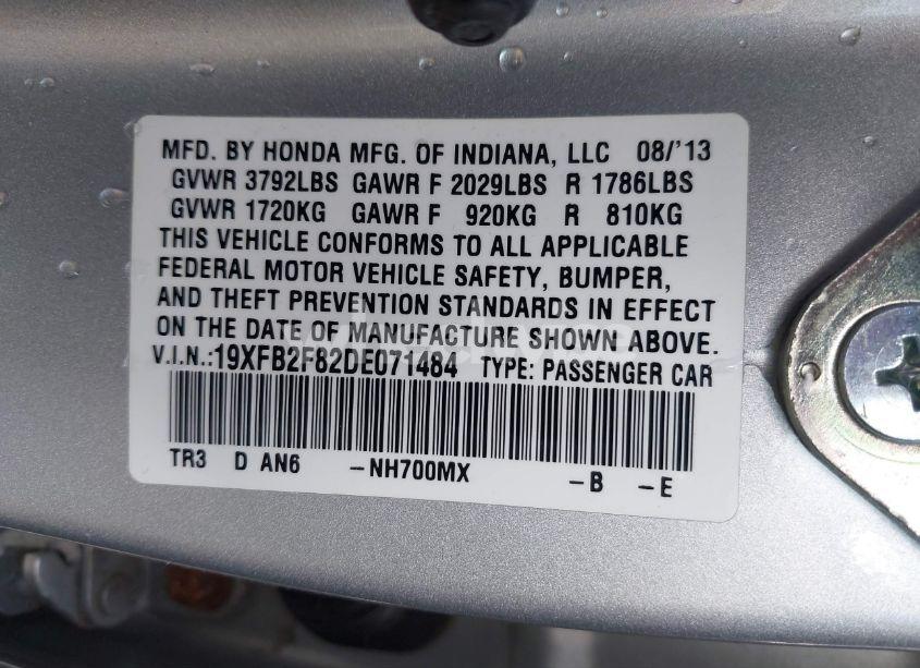 Photo 9 of 2013 Honda Civic EX (VIN 19XFB2F82DE071484)
