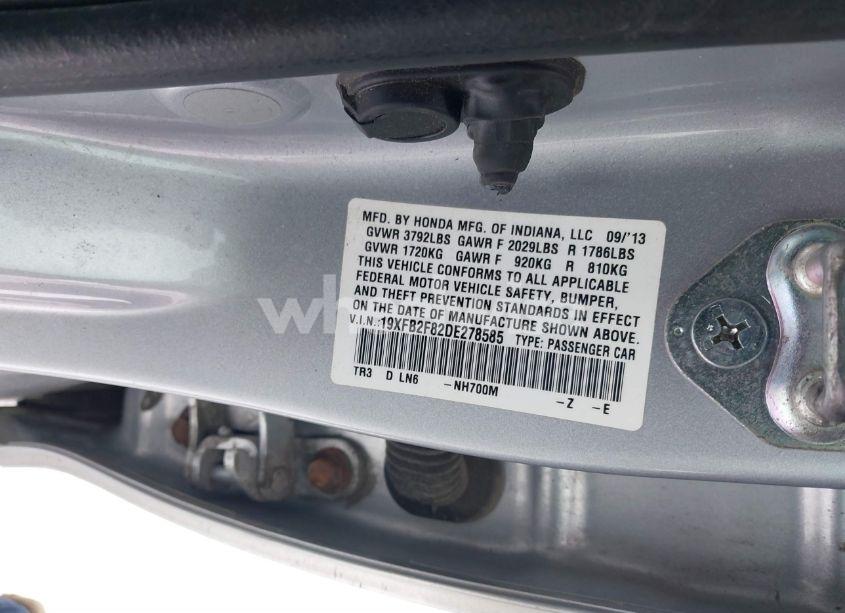 Photo 9 of 2013 Honda Civic EX (VIN 19XFB2F82DE278585)