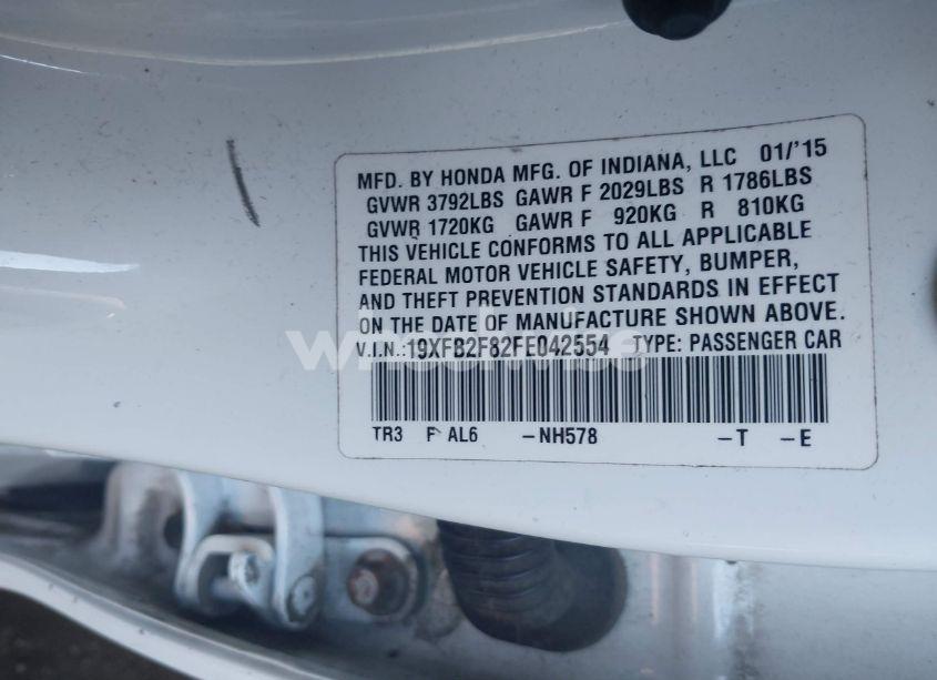 Photo 9 of 2015 Honda Civic EX (VIN 19XFB2F82FE042554)