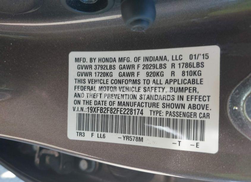 Photo 9 of 2015 Honda Civic EX (VIN 19XFB2F82FE228174)
