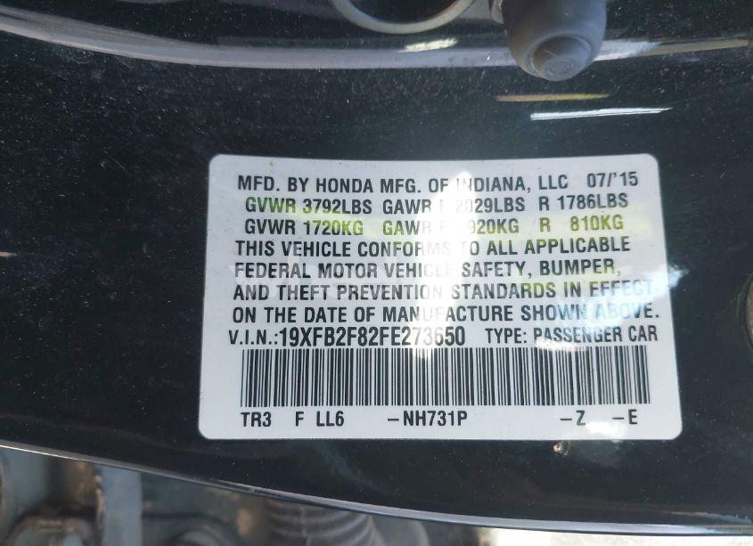 Photo 9 of 2015 Honda Civic EX (VIN 19XFB2F82FE273650)