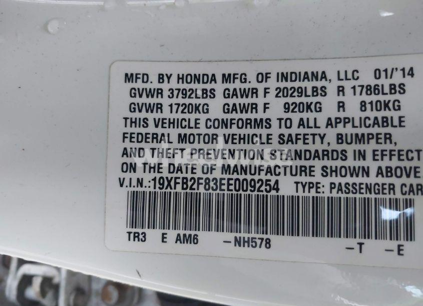 Photo 9 of 2014 Honda Civic EX (VIN 19XFB2F83EE009254)