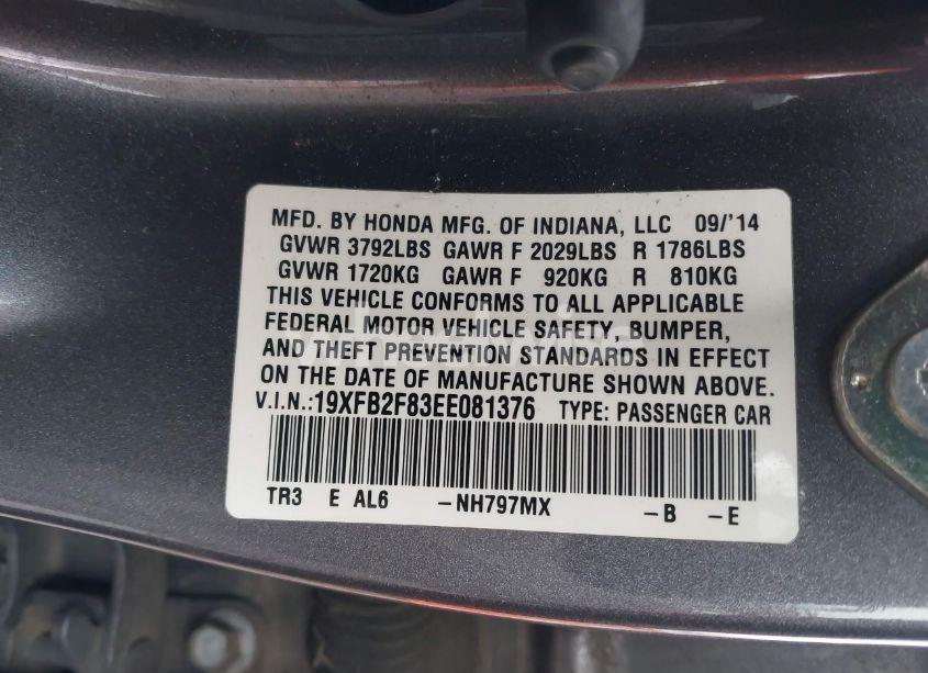 Photo 9 of 2014 Honda Civic EX (VIN 19XFB2F83EE081376)