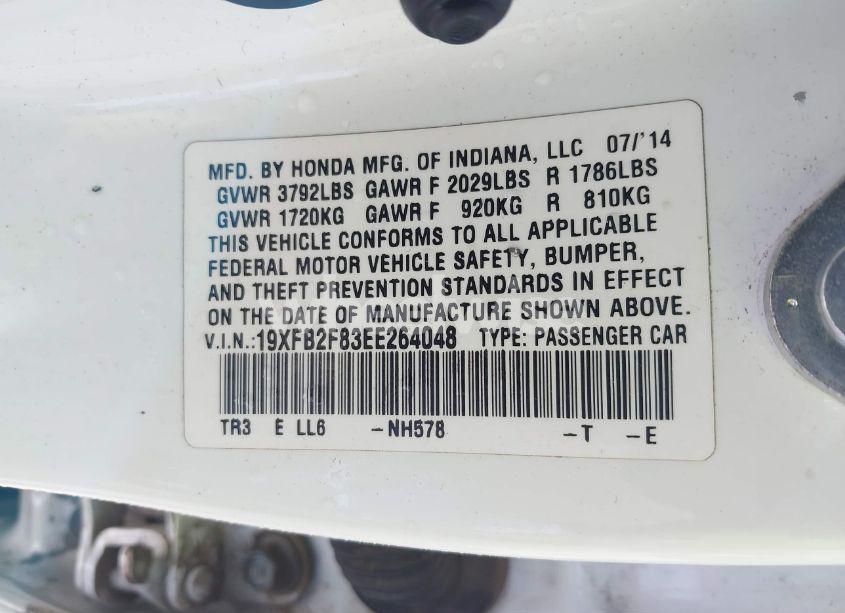 Photo 9 of 2014 Honda Civic EX (VIN 19XFB2F83EE264048)