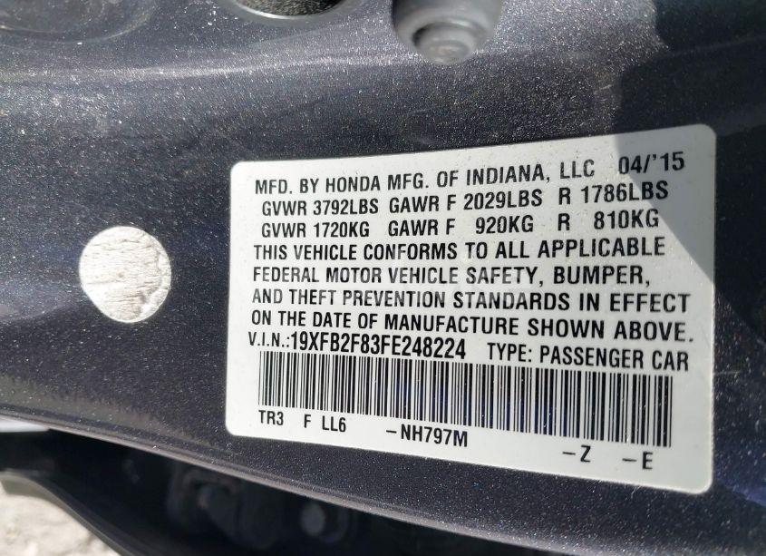 Photo 9 of 2015 Honda Civic EX (VIN 19XFB2F83FE248224)