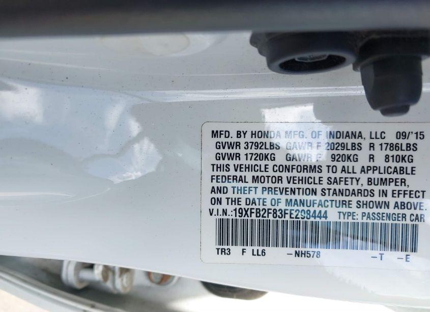 Photo 9 of 2015 Honda Civic EX (VIN 19XFB2F83FE298444)