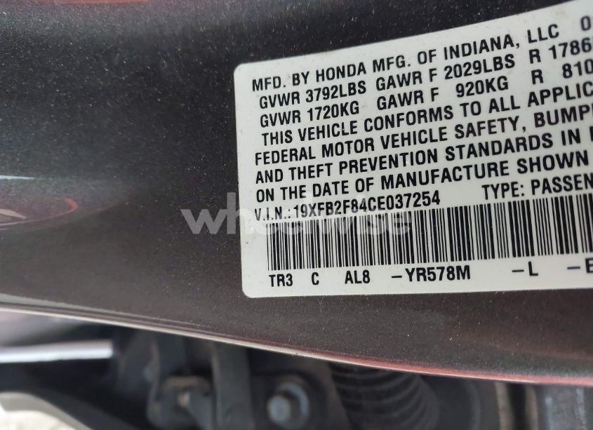 Photo 9 of 2012 Honda Civic EX (VIN 19XFB2F84CE037254)