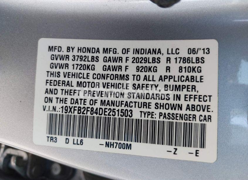 Photo 9 of 2013 Honda Civic EX (VIN 19XFB2F84DE251503)