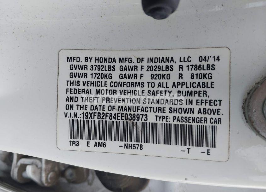 Photo 9 of 2014 Honda Civic EX (VIN 19XFB2F84EE038973)