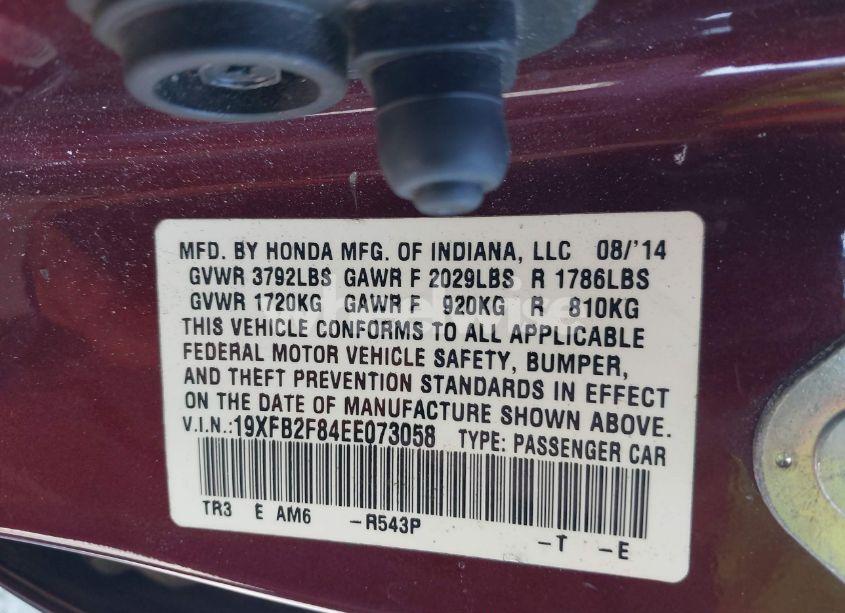 Photo 9 of 2014 Honda Civic EX (VIN 19XFB2F84EE073058)