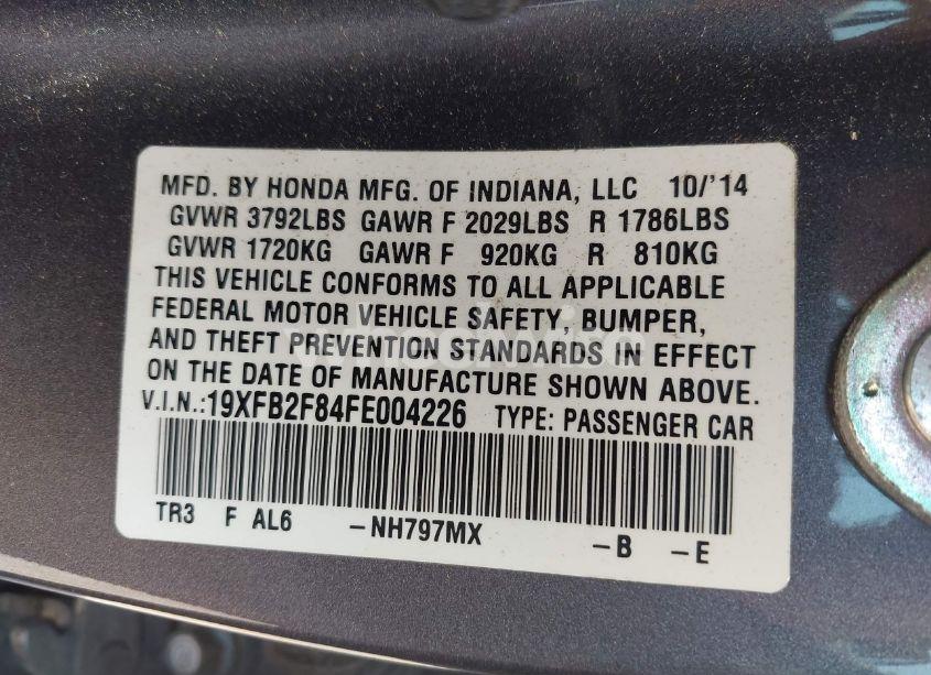 Photo 9 of 2015 Honda Civic EX (VIN 19XFB2F84FE004226)