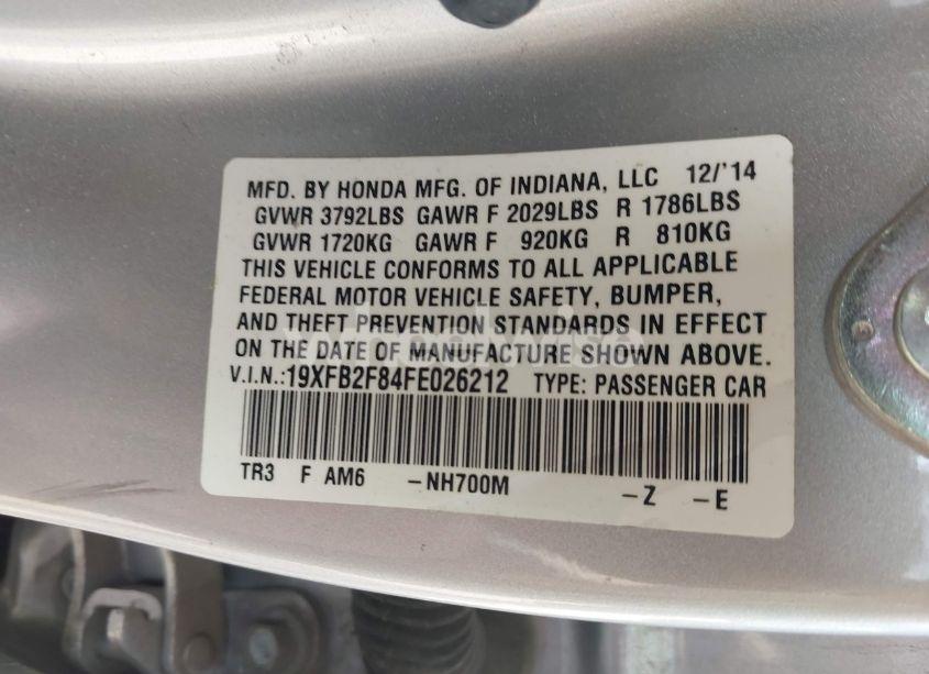 Photo 9 of 2015 Honda Civic EX (VIN 19XFB2F84FE026212)