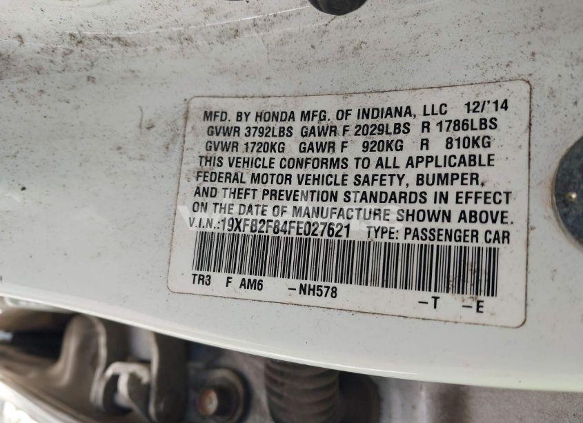 Photo 9 of 2015 Honda Civic EX (VIN 19XFB2F84FE027621)