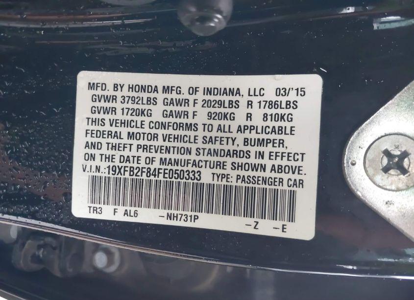 Photo 9 of 2015 Honda Civic EX (VIN 19XFB2F84FE050333)