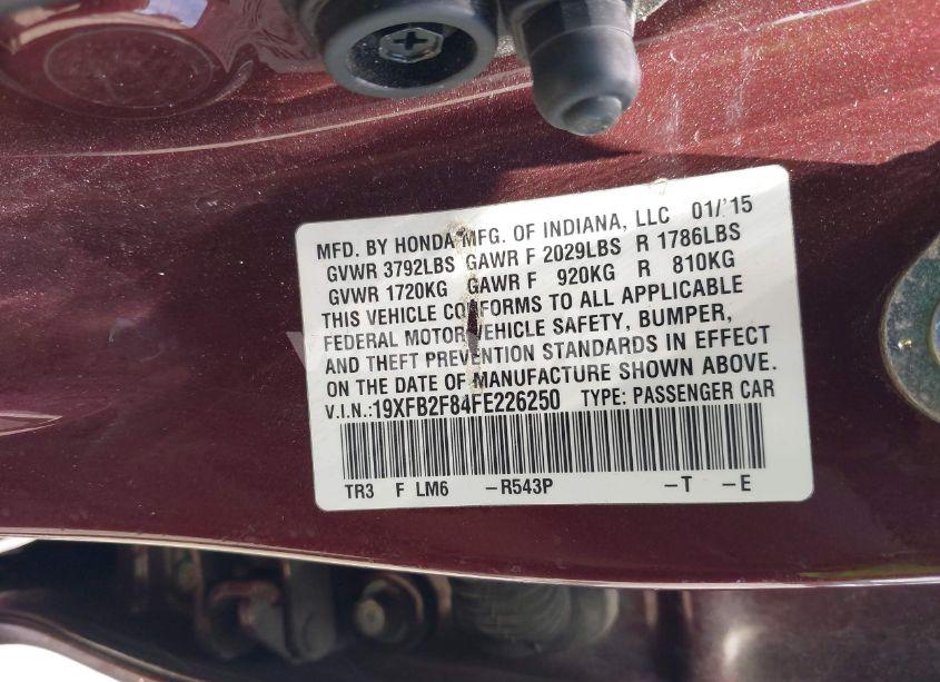 Photo 9 of 2015 Honda Civic EX (VIN 19XFB2F84FE226250)