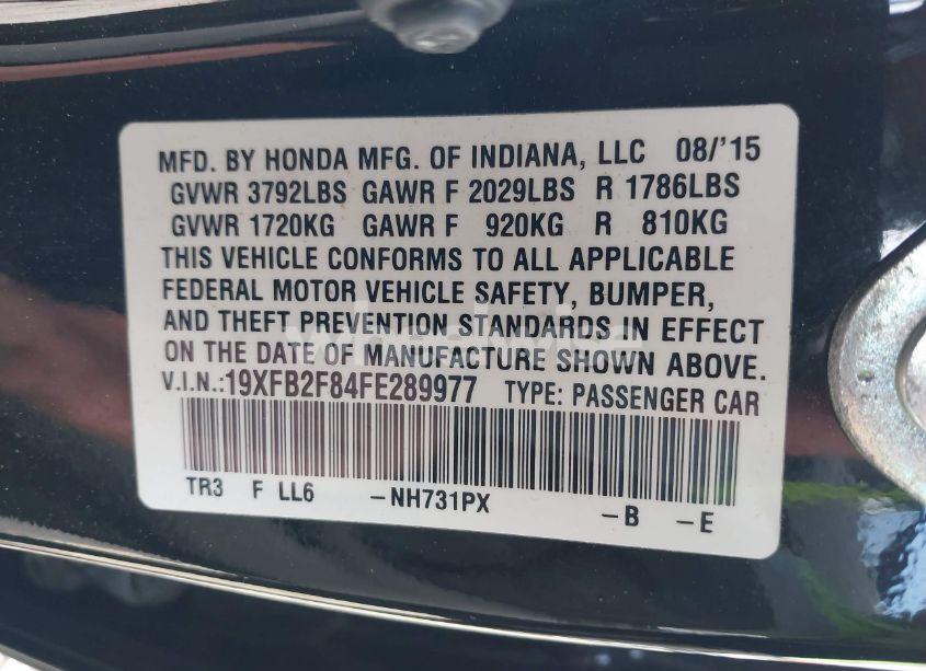 Photo 9 of 2015 Honda Civic EX (VIN 19XFB2F84FE289977)
