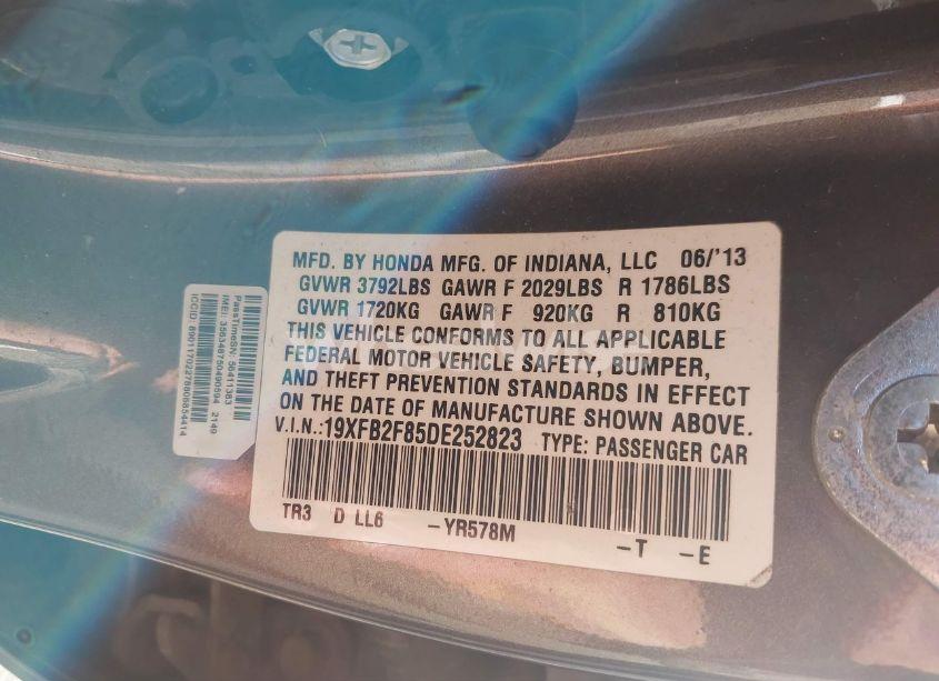 Photo 9 of 2013 Honda Civic EX (VIN 19XFB2F85DE252823)