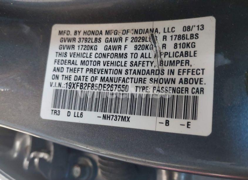 Photo 9 of 2013 Honda Civic EX (VIN 19XFB2F85DE267550)