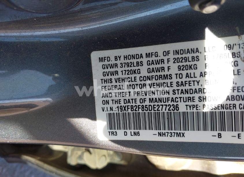 Photo 9 of 2013 Honda Civic EX (VIN 19XFB2F85DE277236)