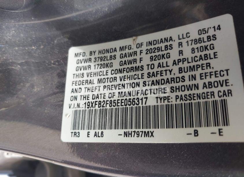 Photo 9 of 2014 Honda Civic EX (VIN 19XFB2F85EE056317)